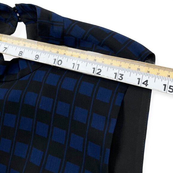 Club Monaco Pleated Tiered Blue Tartan Plaid Maxi Midi Dress Women's Size 4 - Picture 9 of 13